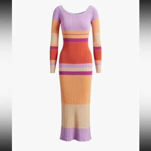COMMENSE Macaron Melody Ribbed Knit Long Dress